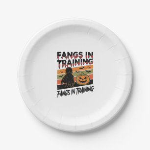 Fänge in Ausbildung Lustiges Vampir Halloween-Shir Pappteller
