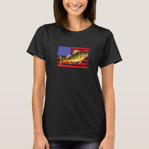 Fange mehr Gelber Barsch USA-Flagge Gelber Barsch T-Shirt