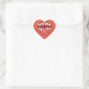 Fanged Monster Mouth Herz-Aufkleber