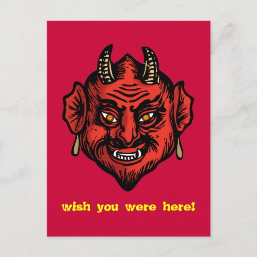 Fanged Red Devil with Horns Postcard Postkarte (Vorderseite)