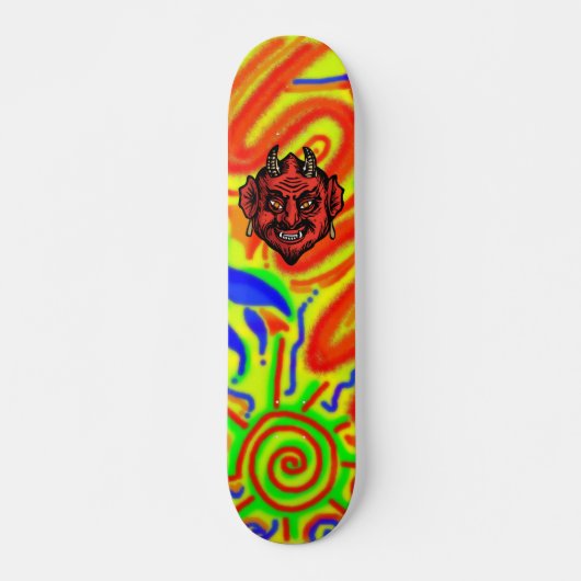 Fanged Red Devil with Horns skateboard (Vorne)