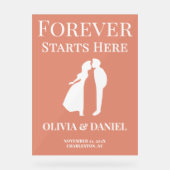 Fangen hier an | Frische Hochzeit im Herbst Willko Acrylschild (Vorderseite)