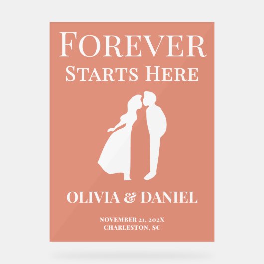 Fangen hier an | Frische Hochzeit im Herbst Willko Acrylschild (Vorderseite)