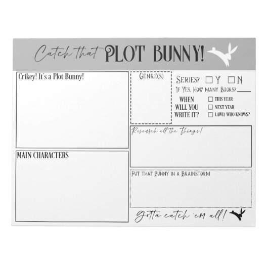 Fangen Sie das Plot Bunny Notepad an Notizblock (Vorderseite)