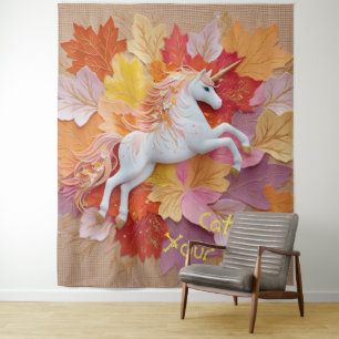 Fangen Sie Ihr magisches Herbst-Einhorn Wandteppich