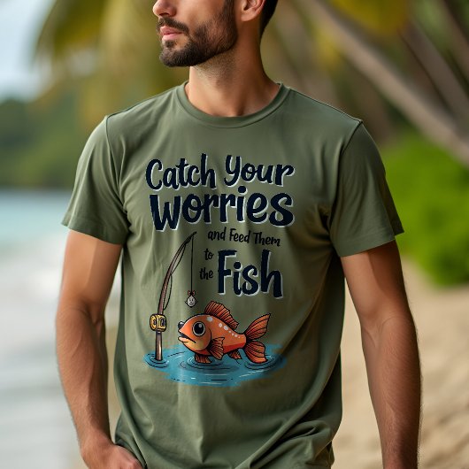 Fangen Sie Ihre Sorgen: Fischlösungen Motivierend T-Shirt