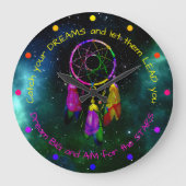 Fangen Sie Ihre Träume Träumer Boho Chic Große Wanduhr (Vorderseite)