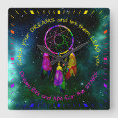 Fangen Sie Ihre Träume Träumer Boho Chic Quadratische Wanduhr (Vorderseite)