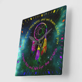 Fangen Sie Ihre Träume Träumer Boho Chic Quadratische Wanduhr (Winkel)