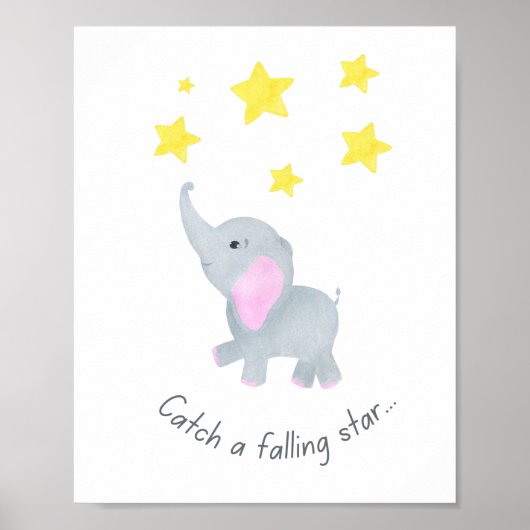 Fangen Sie mit einem Falling Star Elephant Kinderz Poster (Vorne)