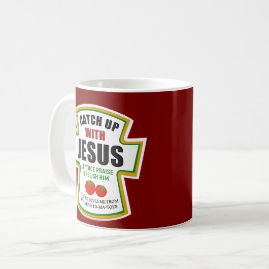 Fangen Sie mit Jesus Funny Christlich Ketchup Toma Kaffeetasse (Vorderseite Links)
