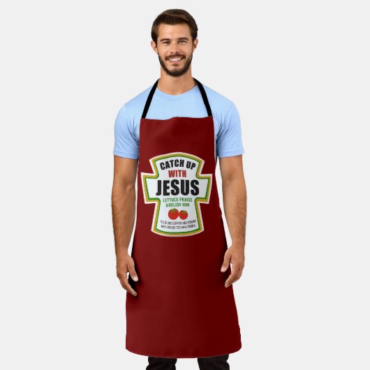 Fangen Sie mit Jesus Funny Christlich Ketchup Toma Schürze (Getragen)