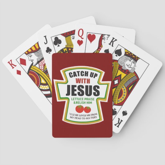 Fangen Sie mit Jesus Funny Christlich Ketchup Toma Spielkarten (Rückseite)