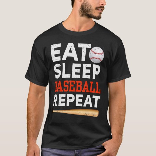 Fänger Pitcher Baseball Kinder Essen Schlafen Base T-Shirt (Vorderseite)