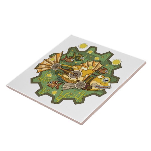 Fanggerät, Whimsical Mechanical Fish Fliese (Seite)