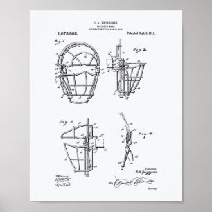 Fangmaske 1913 Patent Kunst Weißpapier Poster