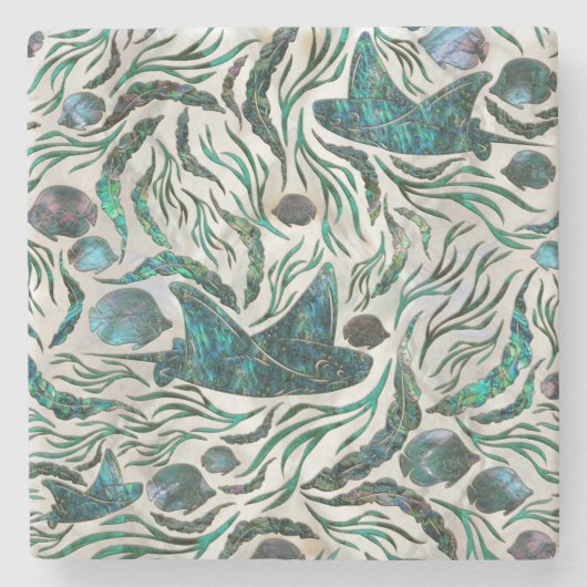 Fangmuster Abalone Steinuntersetzer (Vorderseite)