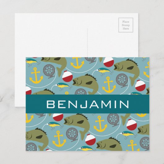 Fangmuster mit Individuelle Name Postkarte (Vorne/Hinten)