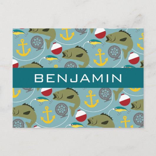 Fangmuster mit Individuelle Name Postkarte (Vorderseite)