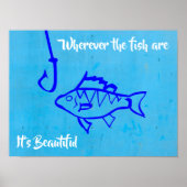 Fangquote mit Fischhaken Poster (Vorne)
