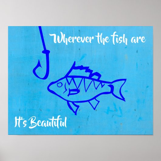 Fangquote mit Fischhaken Poster (Vorne)