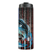 Fangregeln mit amerikanischer Flagge und Bassfisch Thermosbecher (Vorderseite)