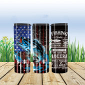Fangregeln mit amerikanischer Flagge und Bassfisch Thermosbecher