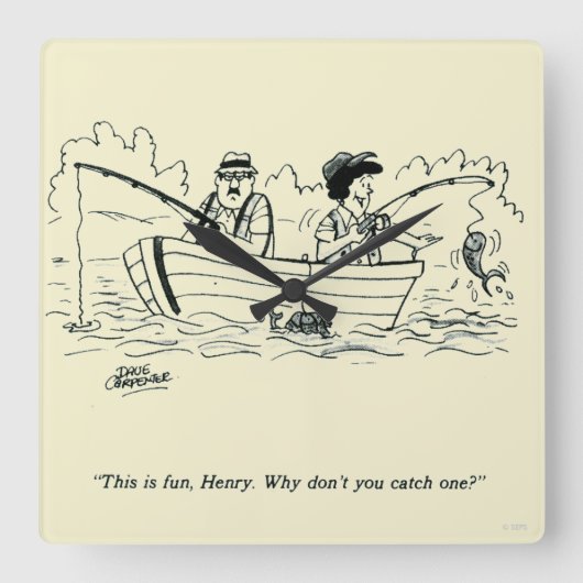 Fangreise Quadratische Wanduhr (Vorderseite)