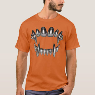 Fangs Horror Goth Glanz Grill Retroästhetik Vampir T-Shirt