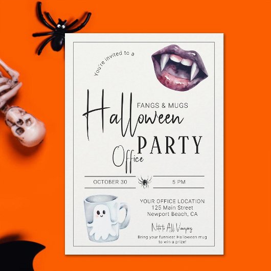 Fangs und Tasse Halloween Office Party Fun Team Einladung