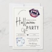 Fangs und Tasse Halloween Office Party Fun Team Einladung (Vorderseite)
