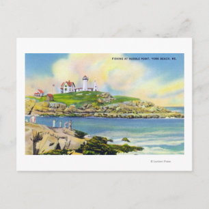 Fangszene in Nubble Point am Strand von York Postkarte