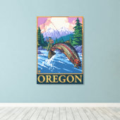 Fangszene - Vintage Travel Poster Leinwanddruck (Insitu (Holzboden))