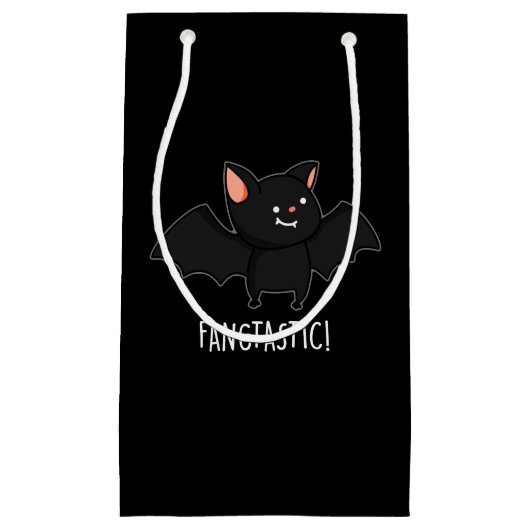 Fangtastic Funny Halloween Black Bat Puff Dark BG Kleine Geschenktüte (Vorderseite)