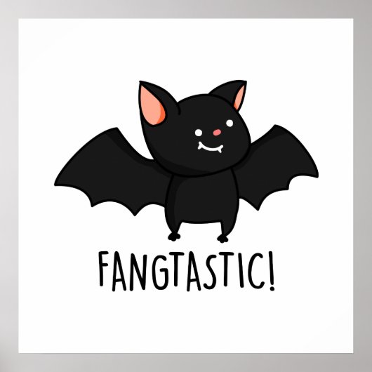 Fangtastic Funny Halloween Black Bat Puff Poster (Vorne)