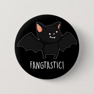 Fangtastic Funny Halloween Puck Dark BG Button