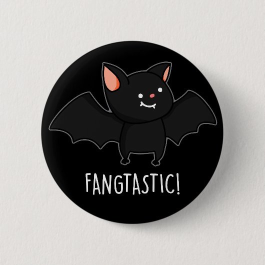 Fangtastic Funny Halloween Puck Dark BG Button (Vorderseite)
