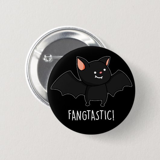 Fangtastic Funny Halloween Puck Dark BG Button (Vorne & Hinten)