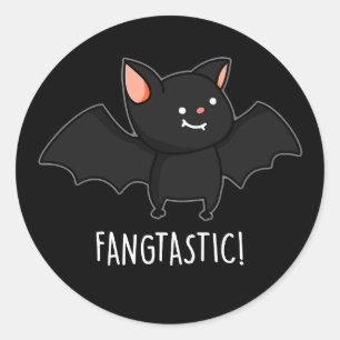 Fangtastic Funny Halloween Puck Dark BG Runder Aufkleber