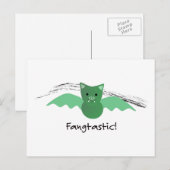 Fangtastic Green Bat Feiertagspostkarte (Vorne/Hinten)