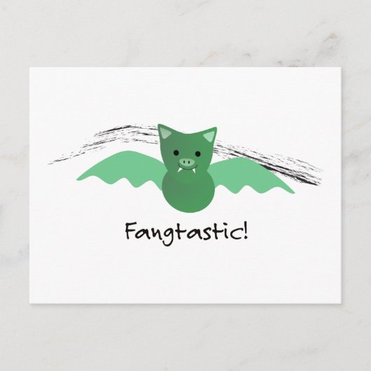 Fangtastic Green Bat Feiertagspostkarte (Vorderseite)