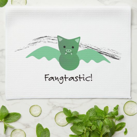 Fangtastic Green Bat Geschirrtuch (Gefaltet)