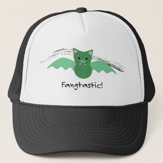 Fangtastic Green Bat Truckerkappe (Vorderseite)