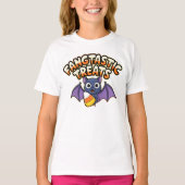 Fangtastic Niedlich Bat Halloween Trick oder Trete T-Shirt (Vorderseite)