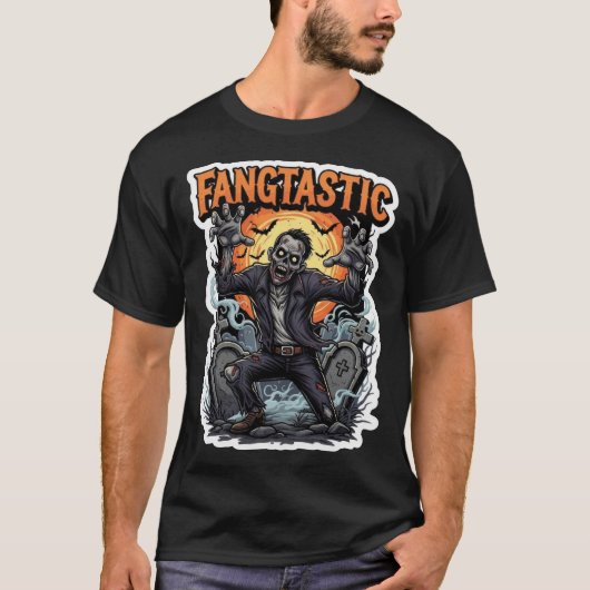 FANGTASTIC zombie rising from grave spooky Hallowe T-Shirt (Vorderseite)