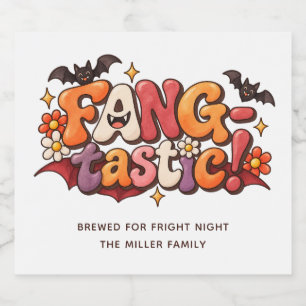 Fangtastische Groovy Retro-Halloween-Party Vampi Bierflaschenetikett