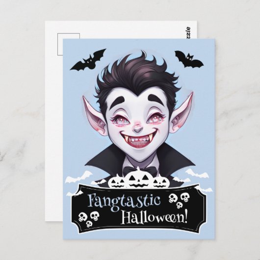 Fangtastisches Halloween Lächeln mit Fledermäusen Postkarte (Vorne/Hinten)