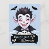Fangtastisches Halloween Lächeln mit Fledermäusen Postkarte (Vorderseite)