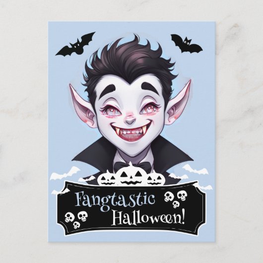 Fangtastisches Halloween Lächeln mit Fledermäusen Postkarte (Vorderseite)