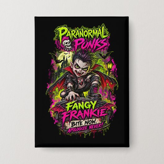 Fangy Frankie – Paranormale Punks Button (Vorderseite)